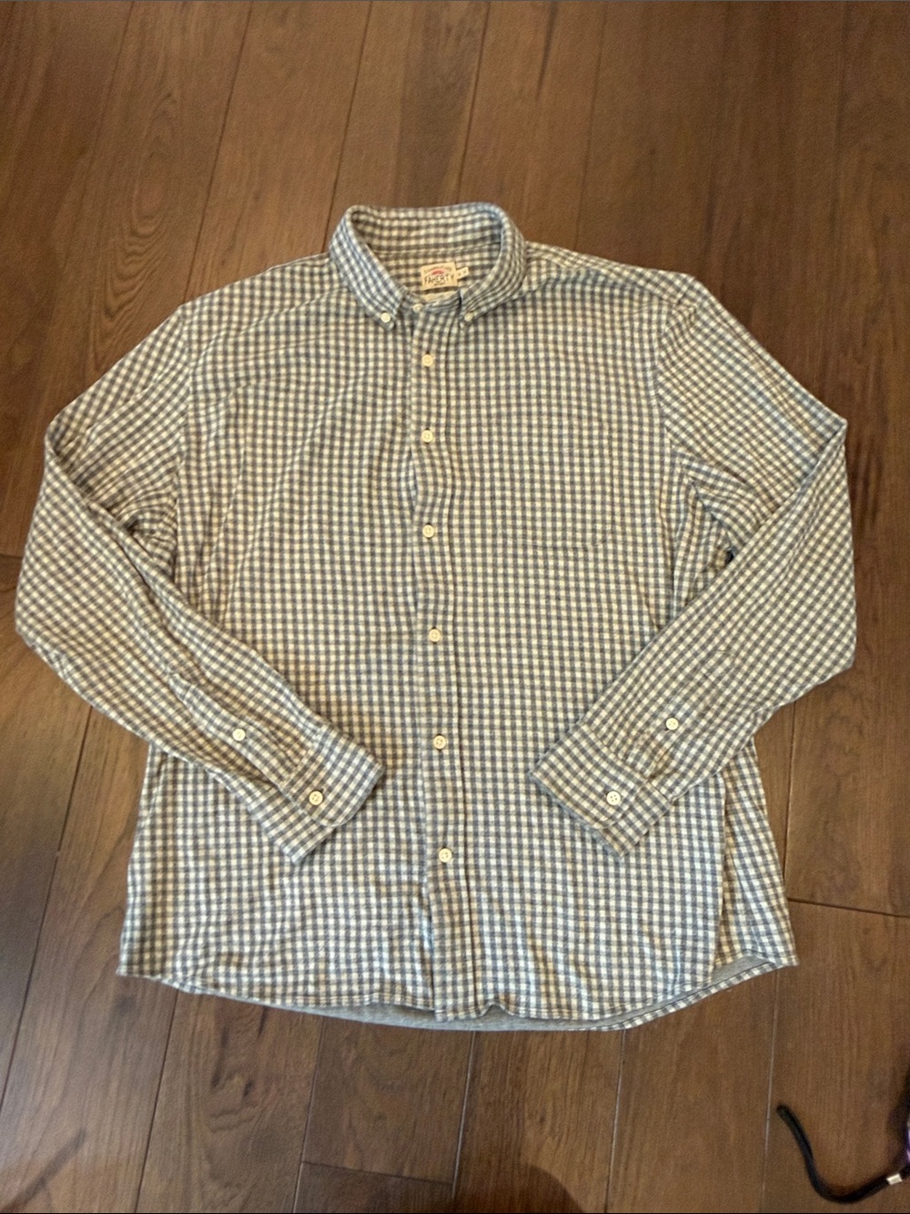 Faherty Gray and White Gingham Coastline Button-Down Shirt Size XL - C27-179